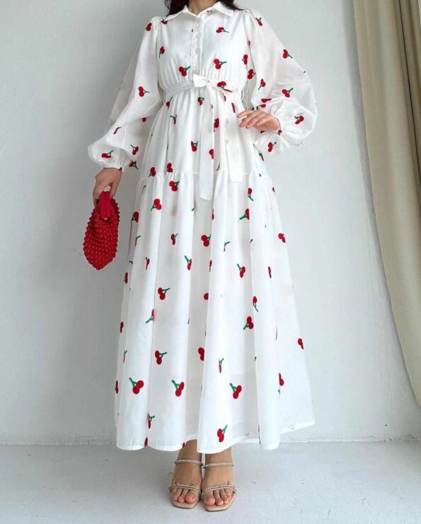 red cherry long frock