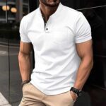 White Ben Collar Pocket Style Summer Tshirt MSDTS-05