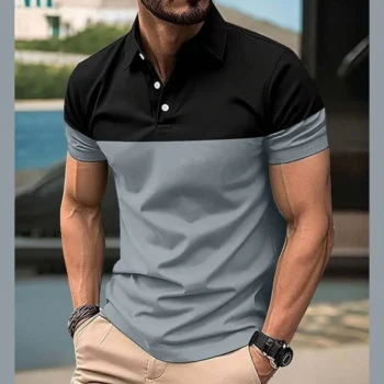 Grey 2-Tone Polo Style Designer Summer Tshirt MSDTS-10