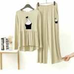Peplum-Style Big-Printed 2-Pcs Lounge And Night Wear Suit. WLW-11