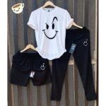 White Naughty-Smile Bundle Of 3 Dry-Fit Premium Quality Summer Suit.