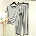Contrast Tape-Style 2-Pcs Lounge And Night Wear Suit. WLW-07