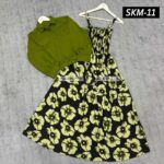 Short Koti & Printed Smoky Maxi Style Western 2-Pcs Stiched Suit. SKM-11