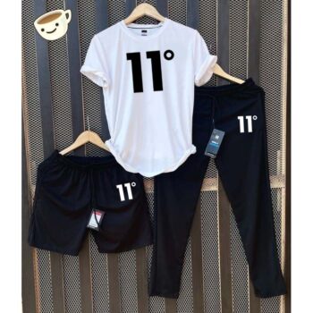 White 11-Degree Bundle Of 3 Dry-Fit Premium Quality Summer Suit.