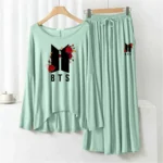 Plazo-Style Big-Printed 2-Pcs Lounge And Night Wear Suit. WLW-08