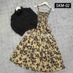 Short Koti & Printed Smoky Maxi Style Western 2-Pcs Stiched Suit. SKM-02