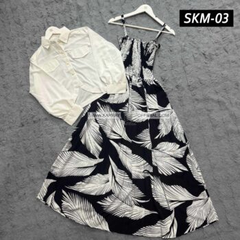 Short Koti & Printed Smoky Maxi Style Western 2-Pcs Stiched Suit. SKM-03