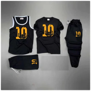 Black Messi-10 Printed Bundle Of 4 Dry-Fit Complete Summer Deal.