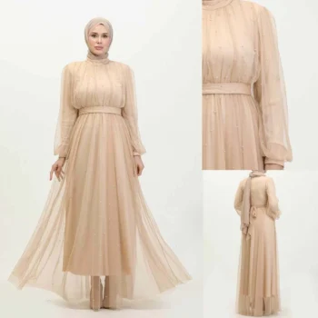 Turkish Net Pearls Belt Style Heavy-Flair Long-Length Maxi. (Premium Collection)