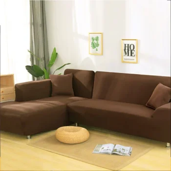 L-Shaped Sofa Covers - Med Brown