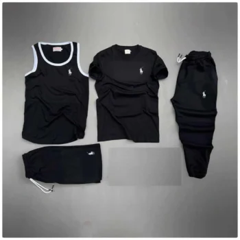Black Polo Horse Logo Printed Bundle Of 4 Dry-Fit Complete Summer Deal.