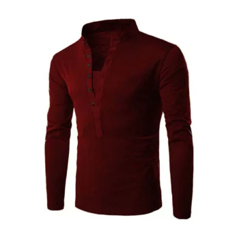 Granded Collar Style Full-Sleeve Summer T Shirt