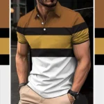 Dry-Fit 3D Stripe Printed Style Half-Sleeve Polo Summer Tshirt. MS3DP-110