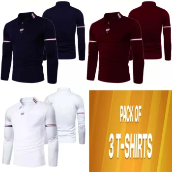 Pack Of 3 Multi Stripe Full-Sleeve Tshirt's. M+NB+W
