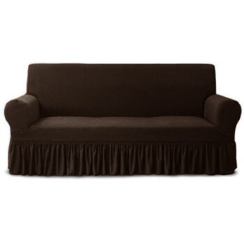 Frill Jersey Sofa Cover - Dark Brown