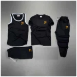 Black Messi-10 Logo Printed Bundle Of 4 Dry-Fit Complete Summer Deal.