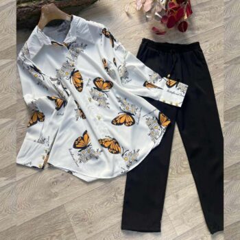 Butterfly Printed 2-Pcs Turkish Co-Ord Set For Winter's.