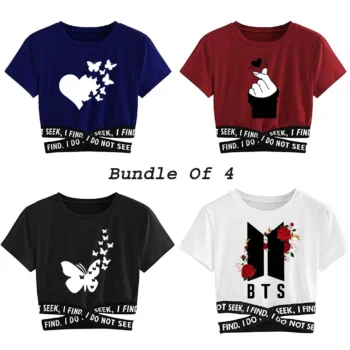 Bundle of 4 Crop Top Printed Tee's