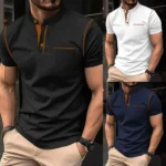 Bundle Of 3 Designer Summer Tshirt's MSDTS-01 (White+Navy+Black)