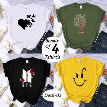 Bundle Of 4 Funky Printed R-Neck H-Sleeve Tshirt's For Her. B4PT-D-2