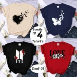 Bundle Of 4 Funky Printed R-Neck H-Sleeve Tshirt's For Her. B4PT-D-3