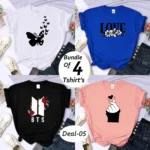 Bundle Of 4 Funky Printed R-Neck H-Sleeve Tshirt's For Her. B4PT-D-5