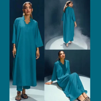 Long Length Cross Neck Style 2-Pcs Stiched Suit.